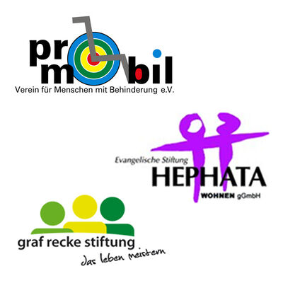 Bild vergrößern: Logo des Verein für Menschen mit Behinderung e.V., der Evangelischen Stiftung HEPHATA wohnen gGmbH und der Graf-Recke-Stiftung.