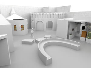 Bild vergrößern: Planungsmodell einer Ausstellungshalle.