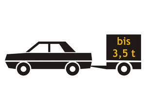 Bild vergrößern: Auto mit Anhänger mit der Aufschrift "bis 3,5t".