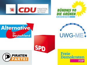 Bild vergrößern: Dargestellt sind die Logos der Fraktionen und Gruppen aller im Kreistag vertretenen Parteien.