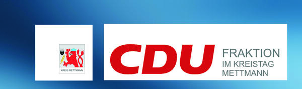 Bild vergrößern: Rote Grobuchstaben mit dem Schriftzug "CDU" auf weiem Hintergrund, ober- und unterhalb mit blauen Balken umrandet.