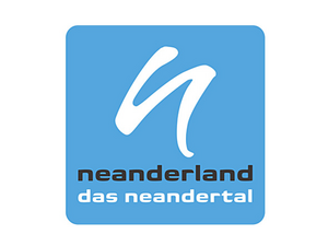 Bild vergrößern: Blaues Logo mit dem Schriftzug "neanderland. das neandertal".