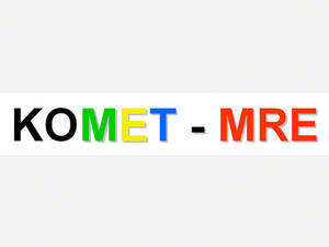Bild vergrößern: Logo mit einer mehrfarbigen Aufschrift "KOMET-MRE".