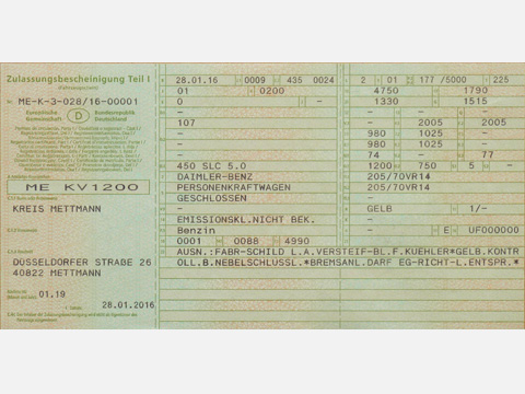 Kreisverwaltung Mettmann Zulassungsbescheinigung I Fahrzeugschein