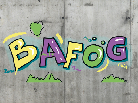 Graffiti des Schriftzuges BAFÖG