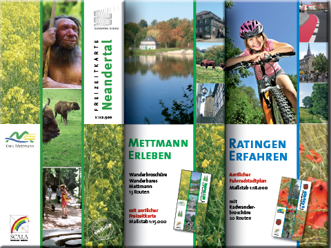 Bild vergrößern: Exemplarisch liegen drei Freizeitkarten des Kreises Mettmann nebeneinander.