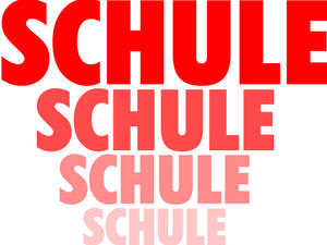 Bild vergrößern: Abstufend wird das Wort "Schule" wiederholt.