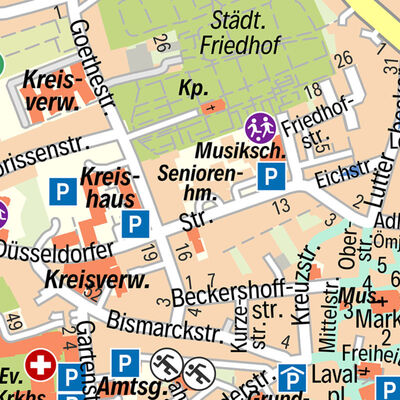 Bild vergrößern: Farbiger Ausschnitt aus der Stadtkarte 1:10.000