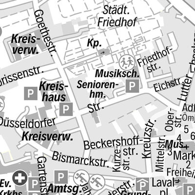 Bild vergrößern: Grau-blauer Ausschnitt aus der Stadtkarte 1:10.000